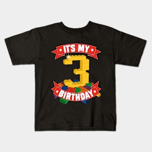 It's My Birthday 3rd Years Old Block Building Boys Girls Kids T-Shirt